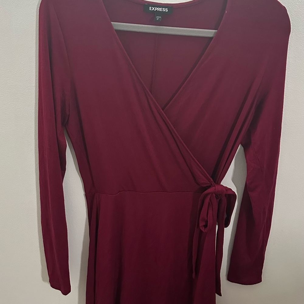 Express Women's Burgundy Wrap Dress